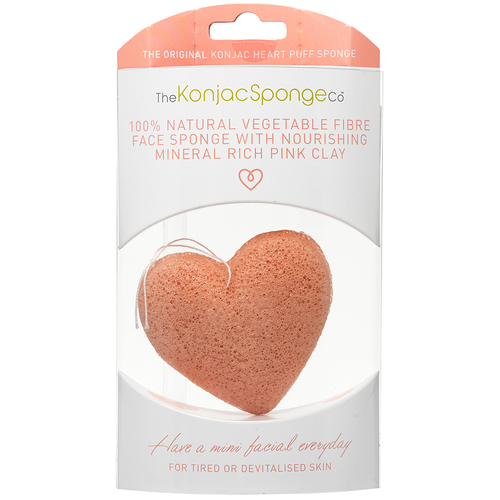 Konjac Sponge Premium Heart Puff with French Pink Clay