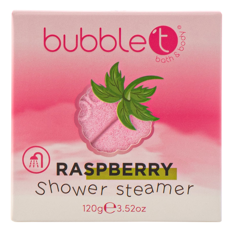 Fruitea Raspberry Shower Steamer, 120 g BubbleT Badskum & Badsalt