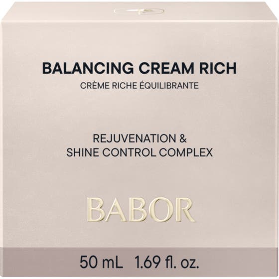 Babor Skinovage Balancing Cream rich 50 ml balanserande ansiktskräm i vit ytterkartong för en mattare hudyta.