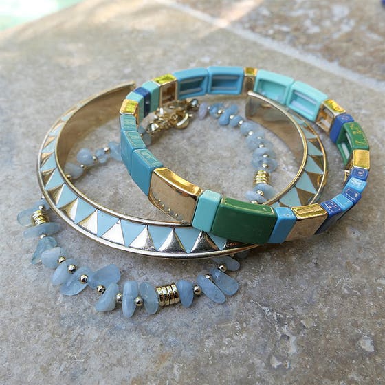 Enamel Tiles Bracelet Ocean Blue
