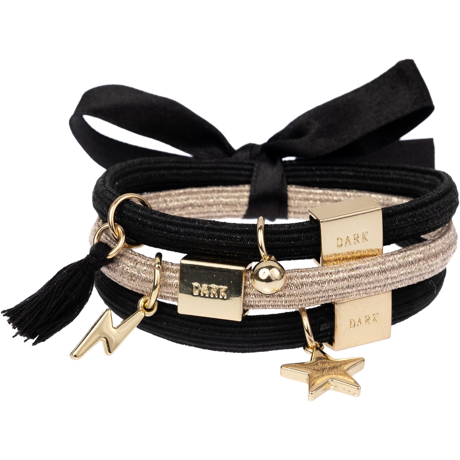 Dark Dark Hair Ties Charm Combo All Blacks W/Gold - 3 pcs parfym