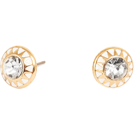 Morning Sun Stud Small Gold White Enamel