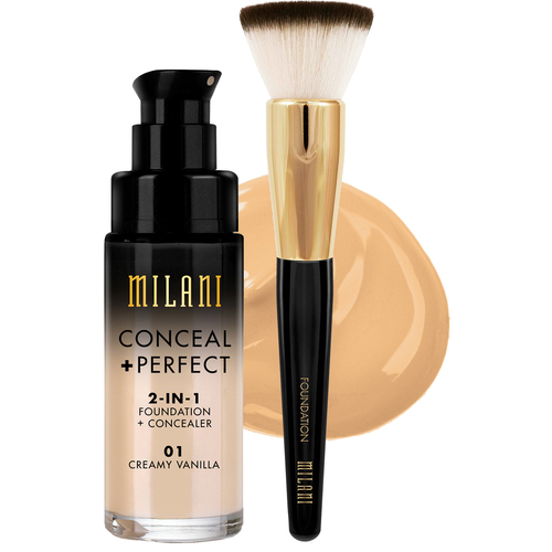 Milani Cosmetics Milani Conceal & Perfect Liquid Foundation Sand Beige & Brus