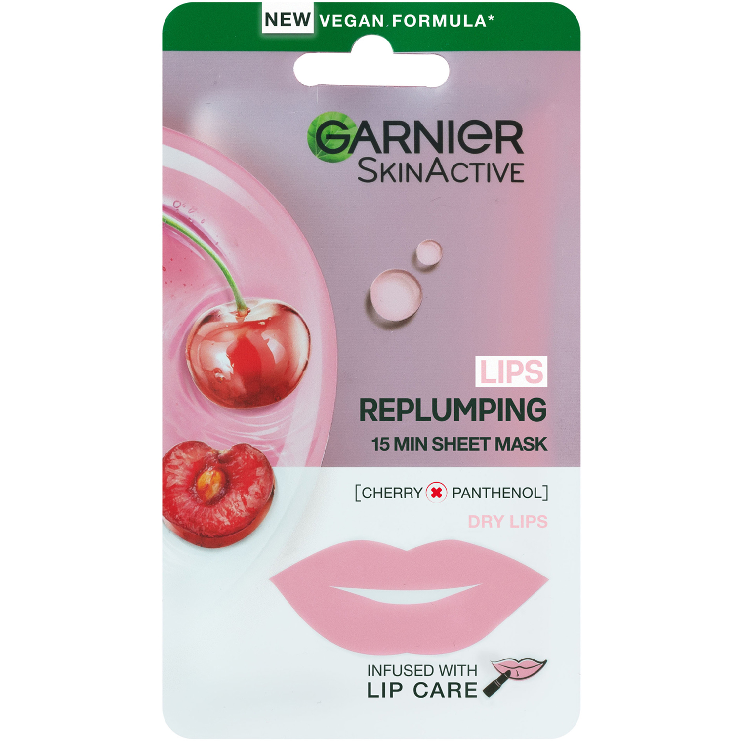 Lips Replumping 15 min Sheet Mask Cherry, 5 g Garnier Lip Plumper