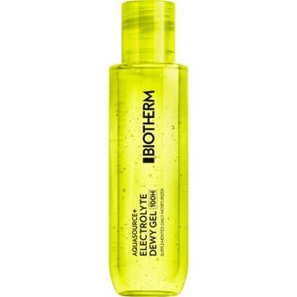 Biotherm Aquasource+ Electrolyte Dewy Gel 100H återfuktande ansiktsgel i limegrön flaska med bubblig textur