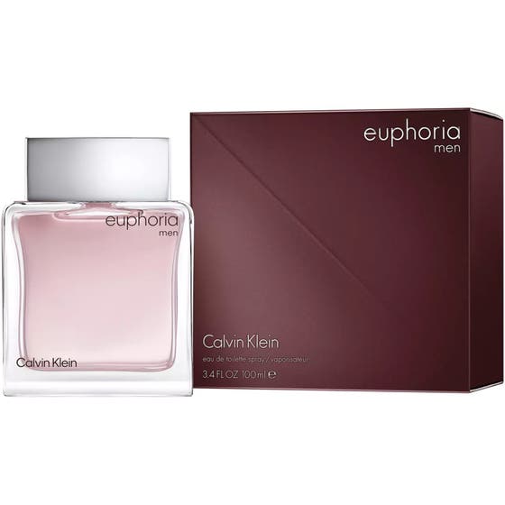 Calvin Klein Euphoria For Men Eau de Toilette 100ml herrparfym i elegant glasflaska med matchande vinröd ytterkartong