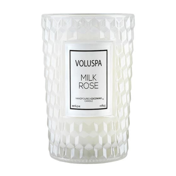Milk Rose Textured Glass Candle