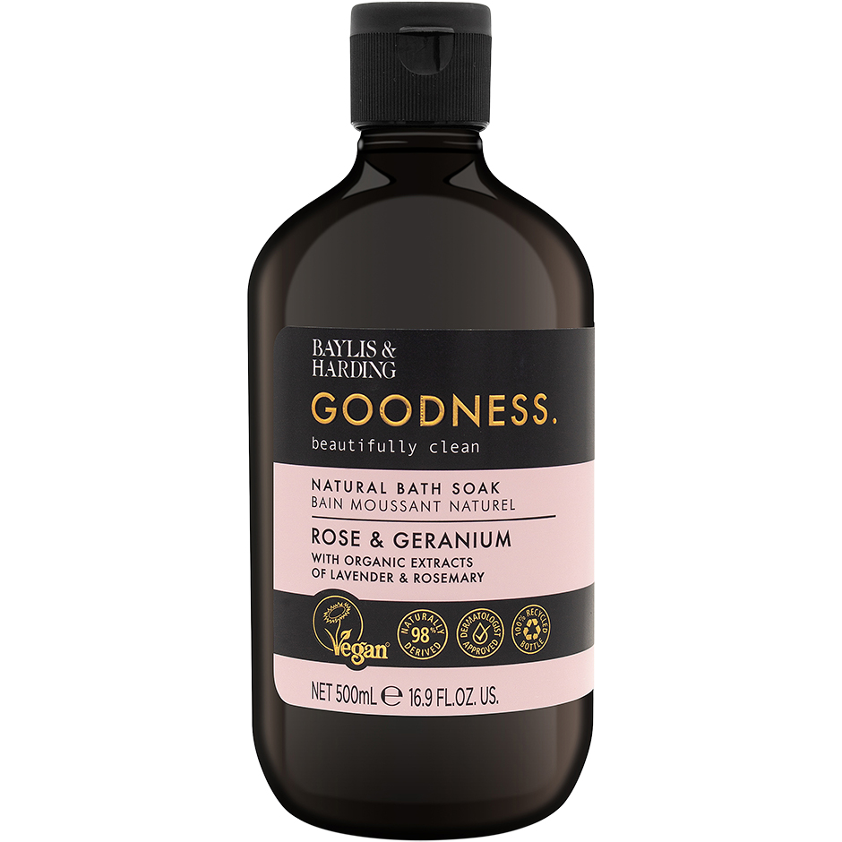 Goodness Rose & Geranium Bath Soak, 500 ml Baylis & Harding Badskum & Badsalt