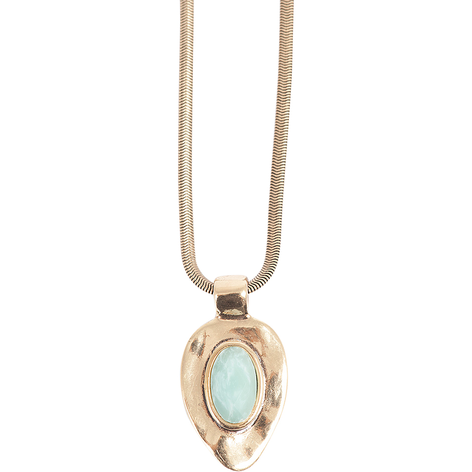 Bohemian Stone Necklace Big Gold