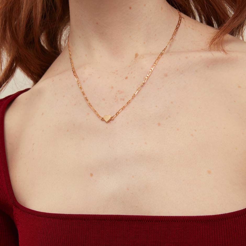 Heart Figaro Chain Collar Necklace
