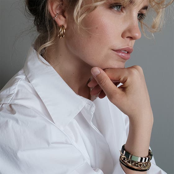 Enamel Steel Gold Bracelet