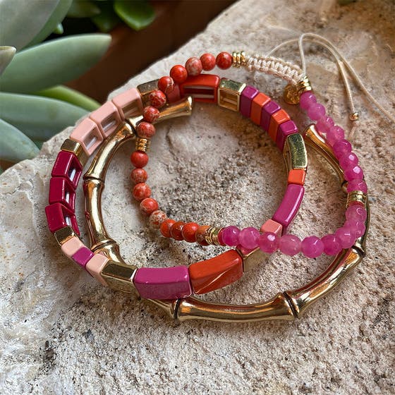 Funky Stones Bracelet Fuchsia/Orange