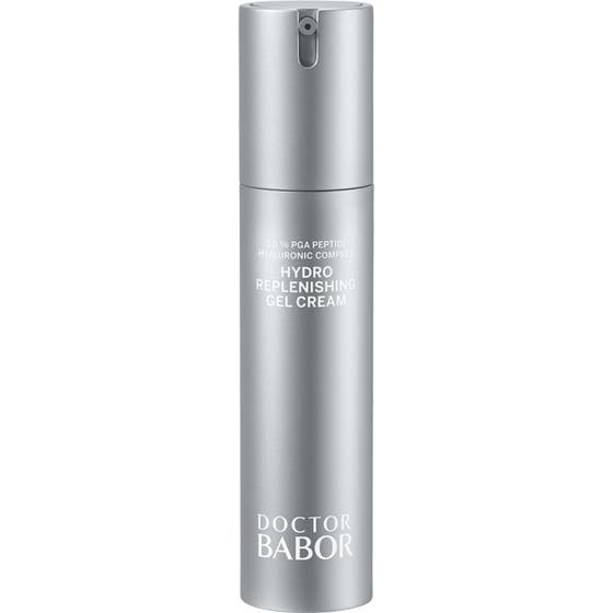 Doctor Babor Hydro Replenishing Gel Cream med babor peptider hudvård är en återfuktande ansiktskräm i silverflaska.