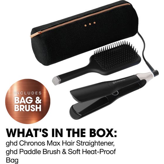Chronos Max - Wide Plate Hair Straightener - Festive Gift Set in Black
