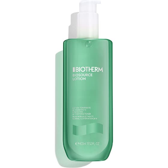 Biotherm Biosource 400 ml biotherm toner är en 24h hydrating toner i en grön genomskinlig flaska med vit pump