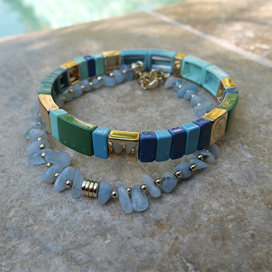 Nature Beads Bracelet Amazonite Gold