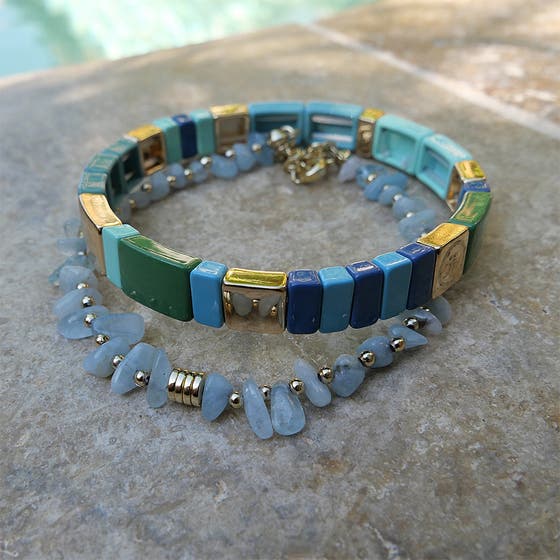 Nature Beads Bracelet Amazonite Gold