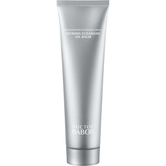 Doctor Babor Refining Cleansing Oil Balm antioxidant komplex rengöring med astaxanthin i en matt silvrig tub.