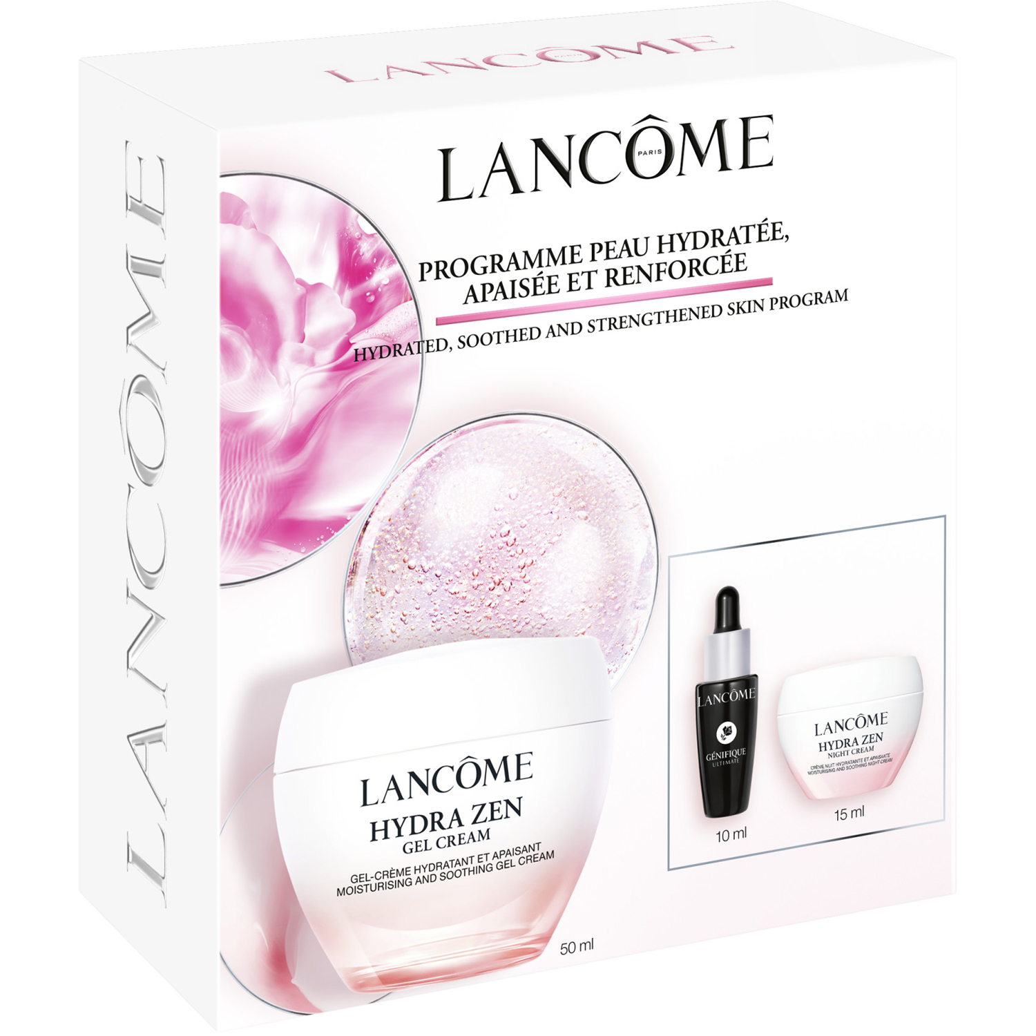 Lancôme Hydra Zen Routine Set 2025: Hydra Zen Gel Cream 50ml, Genifique Ultimate Serum 10ml & Hydra Zen Night Cream 15ml