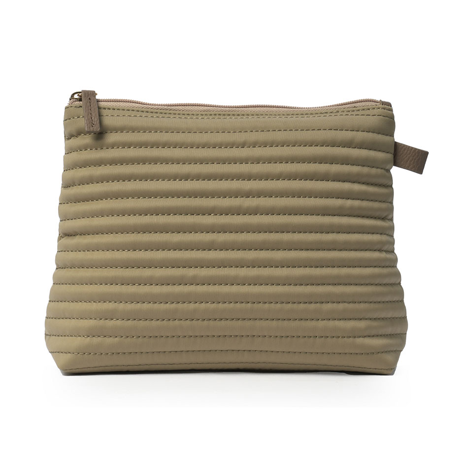 Cosmetic M Taupe Soft Quilted Stripes, Ceannis Necessärer