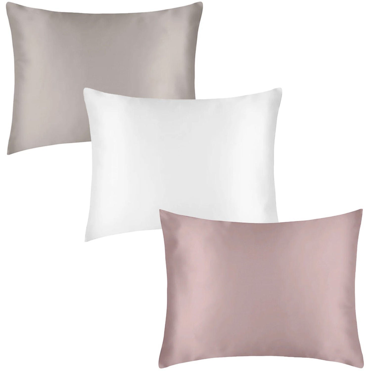 Sense of Youty Silk Pillowcase 50x60 Trio White, Dusty Pink & Grey