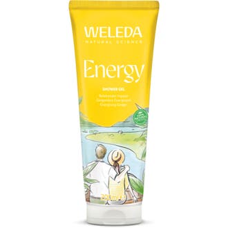 Weleda duschgel energy 200 ml aromaterapi ekologisk duschtvål i gul plasttub med cederträ som ger förnyad energi.