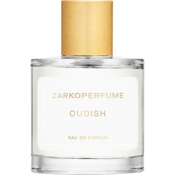 Zarkoperfume Oud'ish 100 ml elegant oud parfym i stilren glasflaska med vit etikett och guldkork