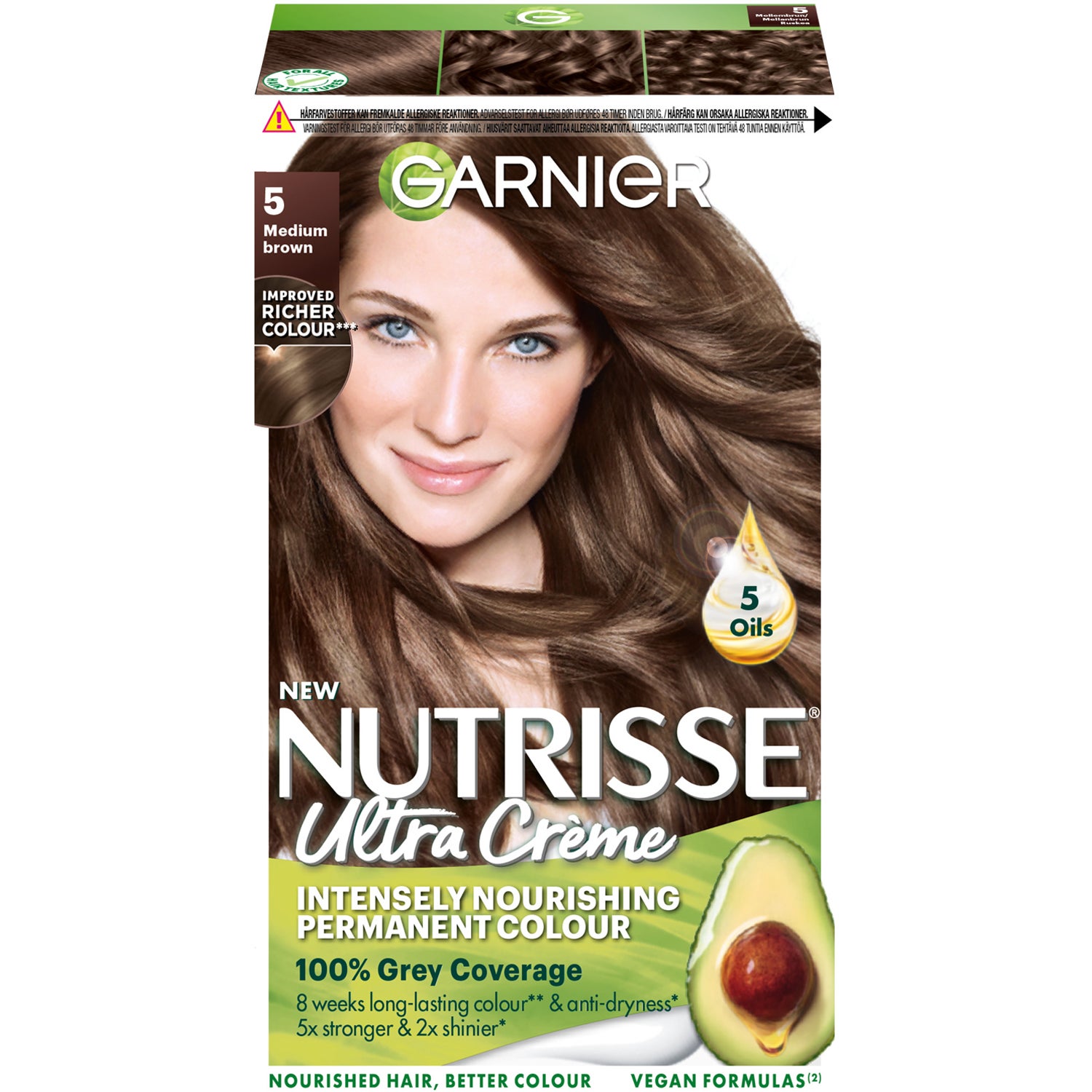 Garnier Nutrisse Cream 5 Medium Brown - 1 pcs