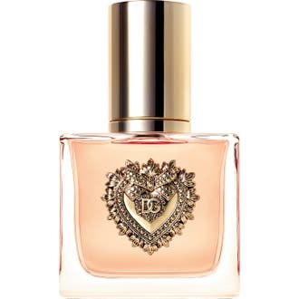 Dolce & Gabbana Devotion Eau de Parfum 30 ml söt designerparfym i fyrkantig glasflaska med gyllene hjärta och guldlock