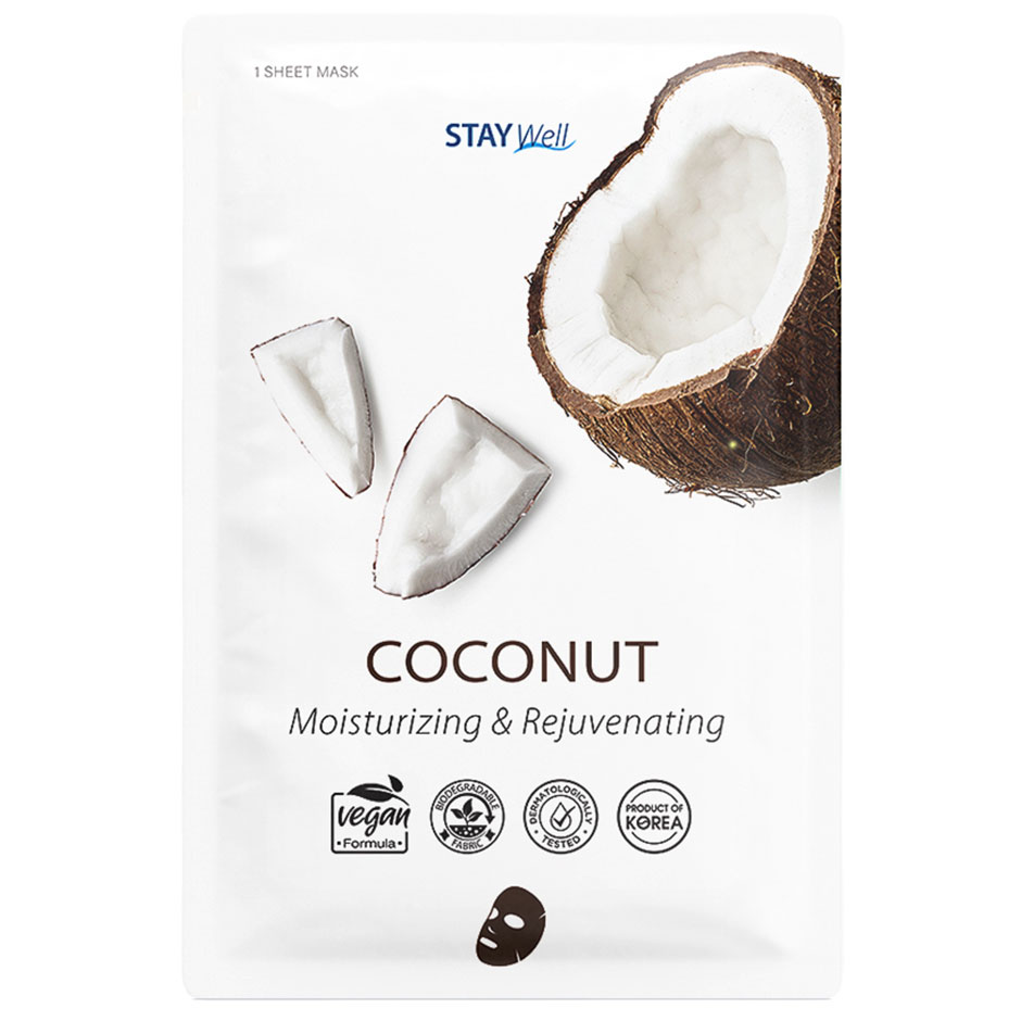 Vegan Sheet Mask Coconut, Stay Well Ansiktsmask