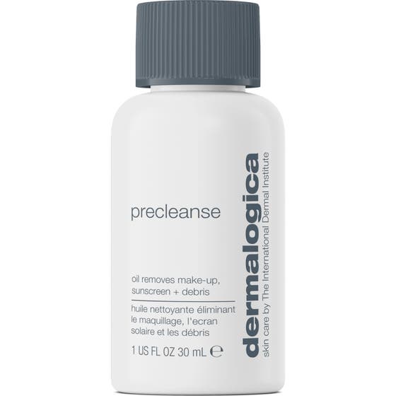 Dermalogica Precleanse 30 ml djuprengörande olja som tar bort smink i en vit flaska med grått räfflat lock