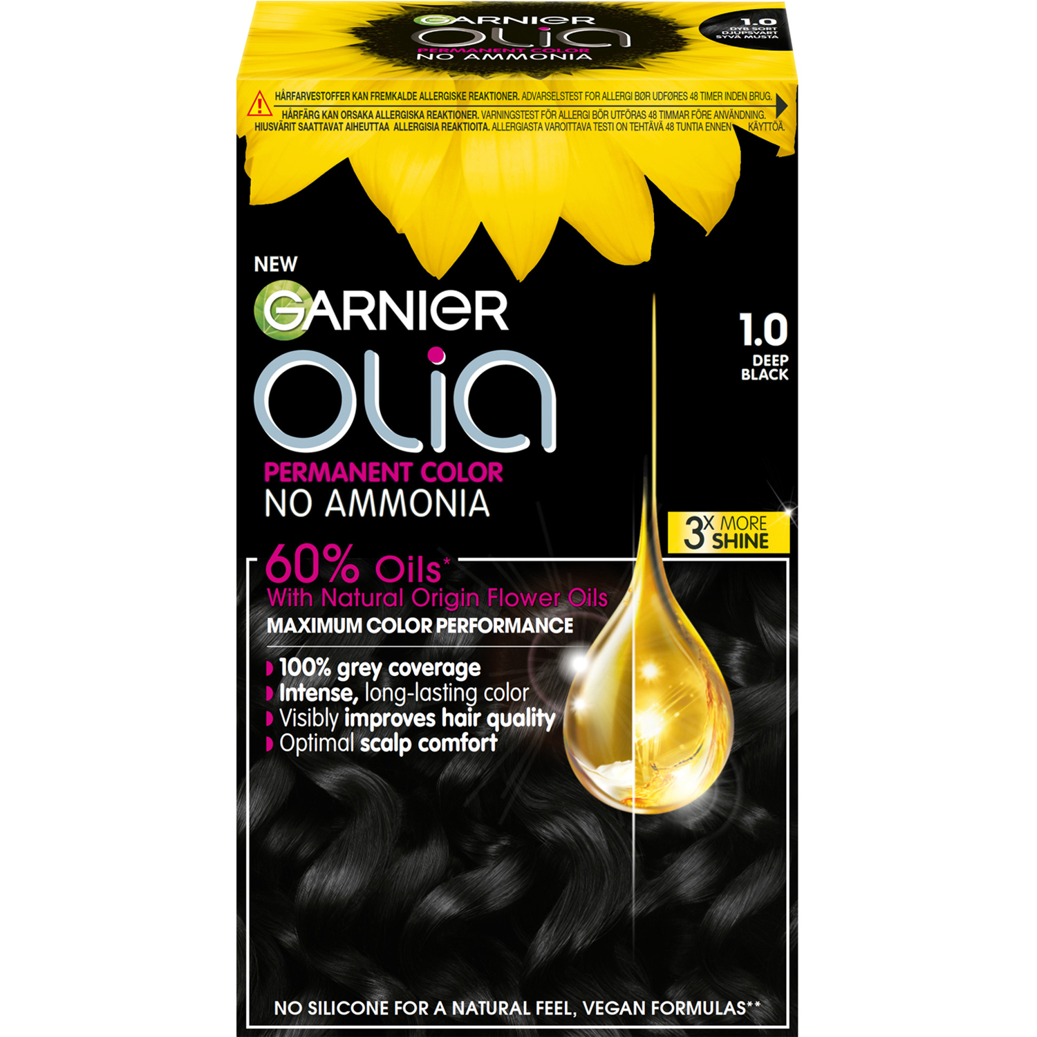 Olia 1.0 Night Black, Garnier Alla hårfärger