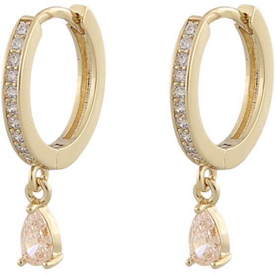 Camille drop ring ear gold/champagne