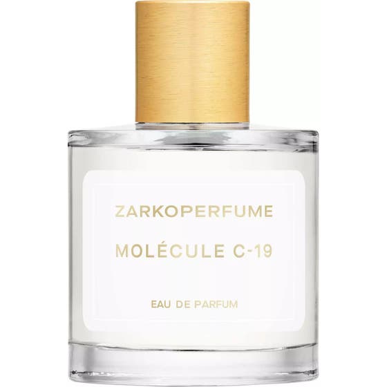 Zarkoperfume Molécule C-18 The Beach 100 ml Eau de Parfum i genomskinlig glasflaska med guldkork och vit etikett