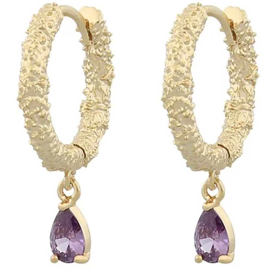 London ring pendant ear gold/purple