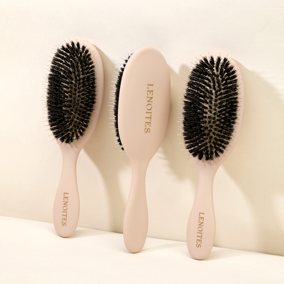 Hair Brush Wild Boar With Pouch And Cleaner Tool