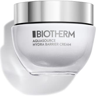 Biotherm Aquasource Hydra Barrier Cream 50ml återfuktande ansiktskräm som stärker hudbarriären i glasburk med silverlock