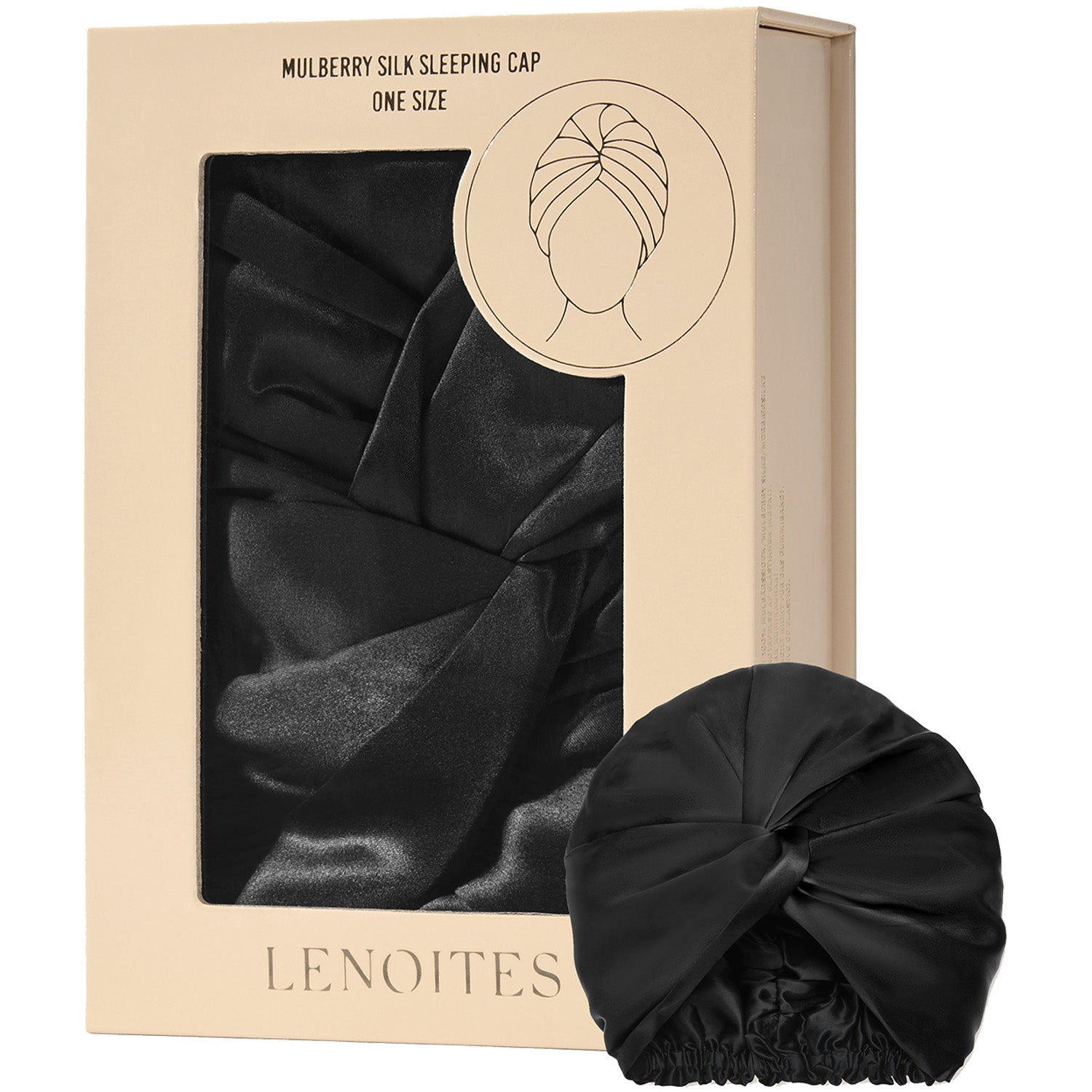 Lenoites Lenoites Mulberry Silk Sleeping Cap Black - 1 pcs parfym