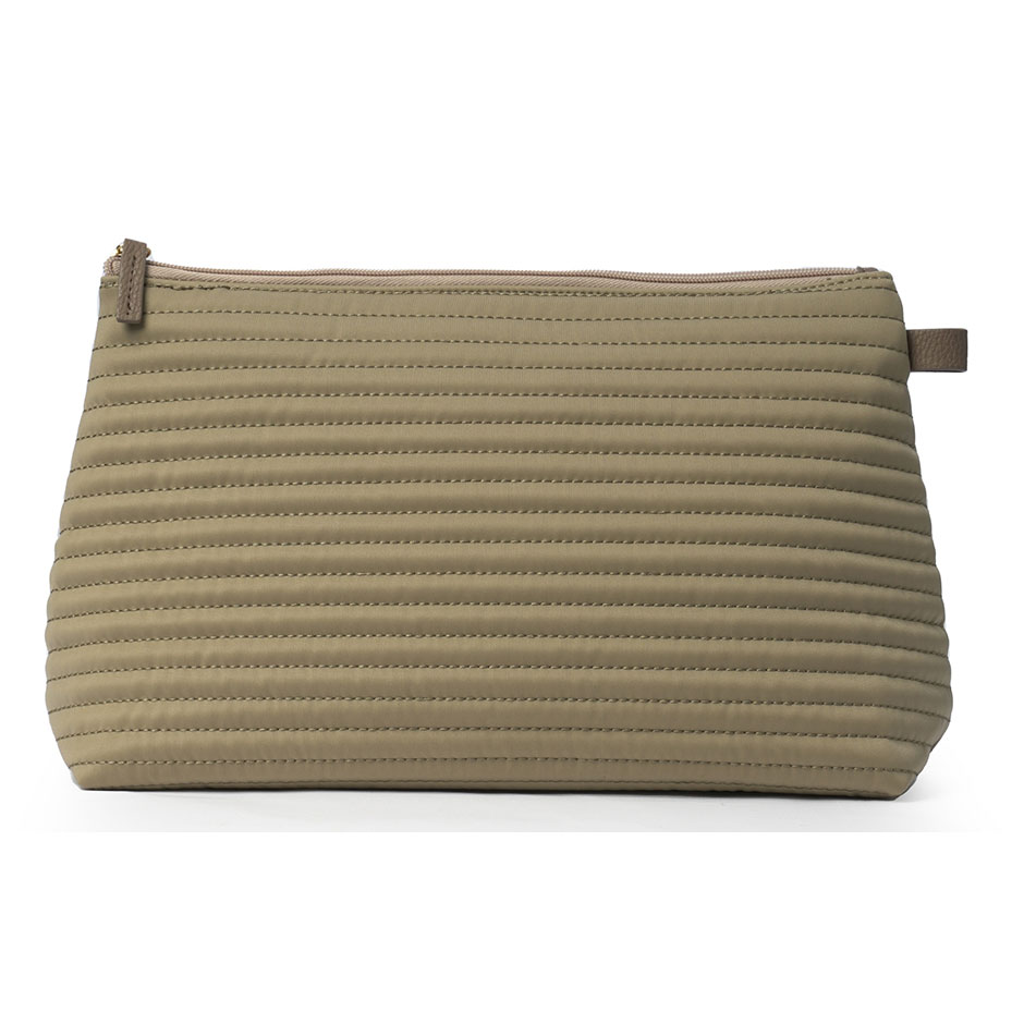 Cosmetic L Taupe Soft Quilted Stripes, Ceannis Necessärer