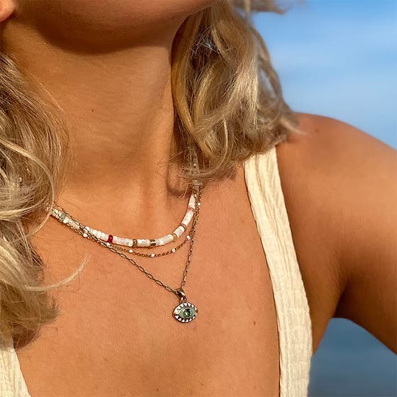 Colorama Necklace Eye Gold Green