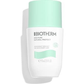 Biotherm Deo Pure Natural Protect 75 ml eko-certifierad deo som ger 24h skydd i vit roll-on flaska med mintgrönt lock