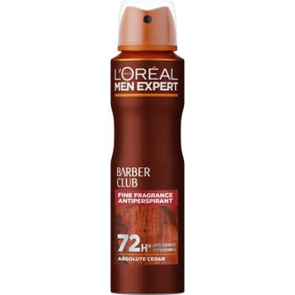 L'Oréal Men Expert Barber Club Deodorant 150ml alkoholfri deospray herr med cederträolja i brun flaska med trädetalj