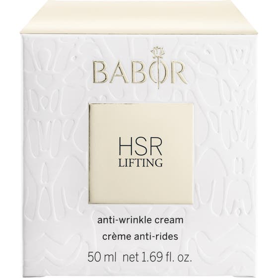 Babor HSR Lifting Cream 50 ml ansiktslyftkräm i vit ytterförpackning med präglat mönster och guldtext för rynkreducering