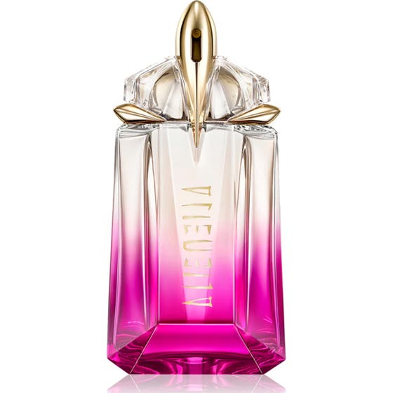 Mugler Alien Pulp Eau de Parfum 60 ml blommig parfym i fasettslipad rosa och klar glasflaska med gulddetaljer