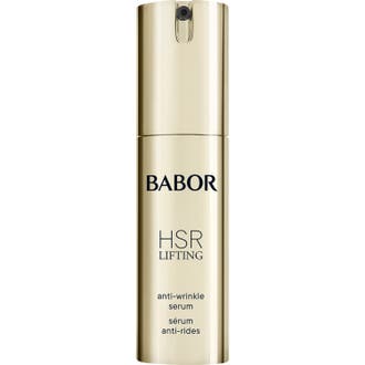 Babor HSR Lifting Anti-Wrinkle Serum anti-age lyftserum mot antirynkor i en guldglänsande cylinderformad flaska.