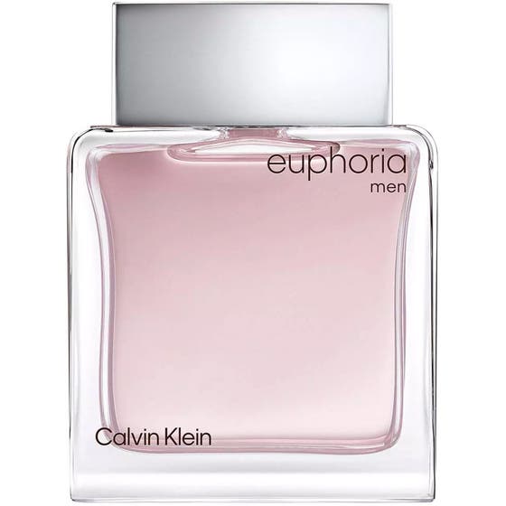 Calvin Klein Euphoria for men 100ml eau de toilette i en stilren glasflaska med silverlock och ljusrosa vätska