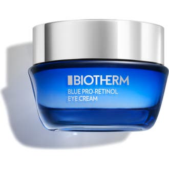 Biotherm Blue Pro-Retinol Eye Cream 15 ml anti age ögonkräm för mogen hud i en blå tonad glasburk med silverlock