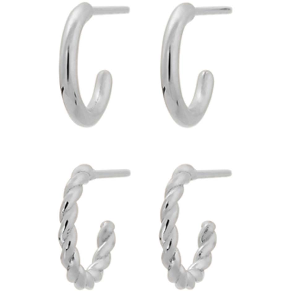 Duo Pair Creoles Steel