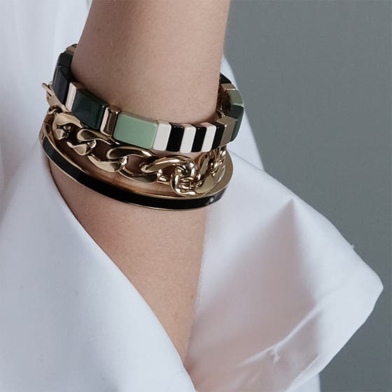 Enamel Steel Gold Bracelet