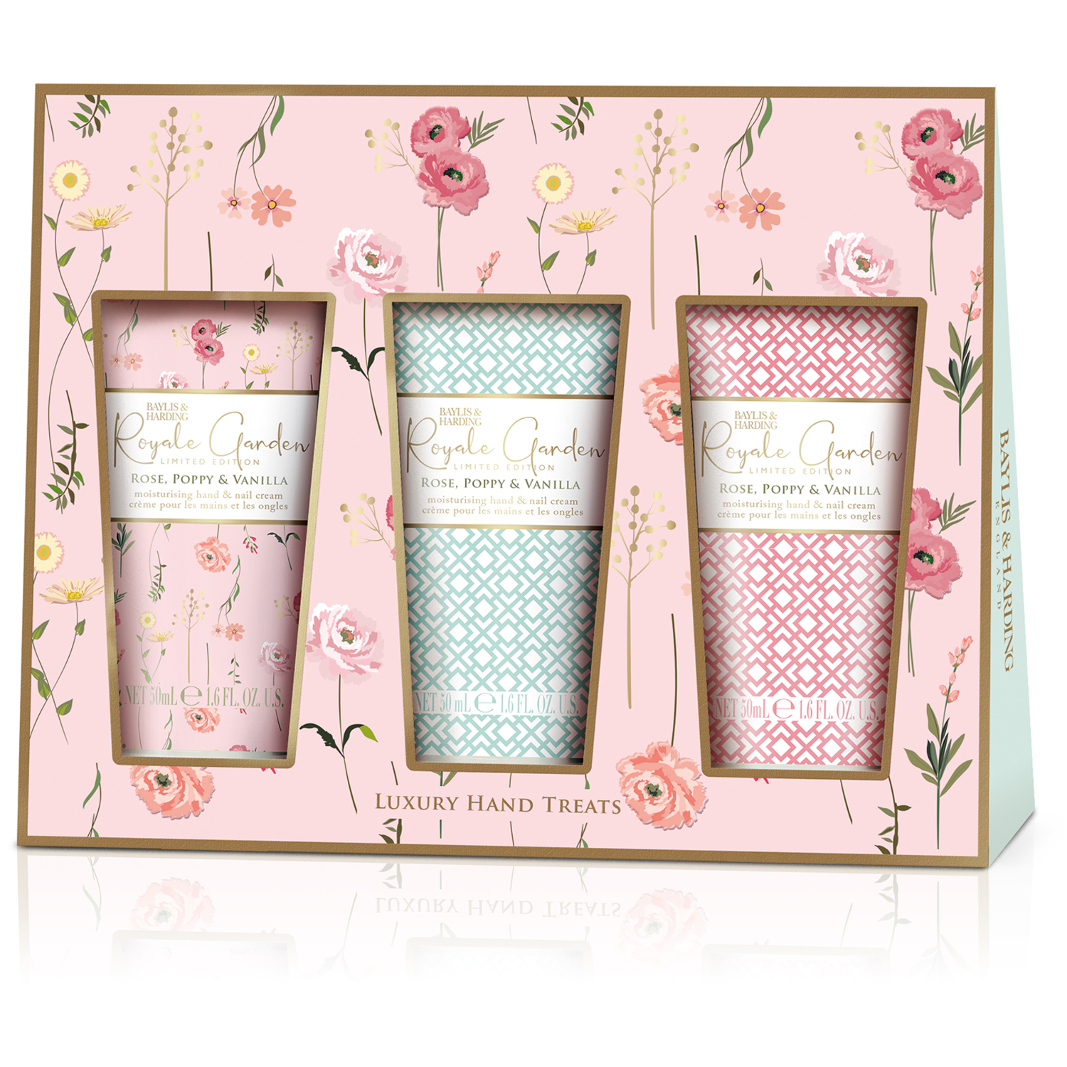 Royale Garden Rose, Poppy & Vanilla Hand Cream Trio Gift Set